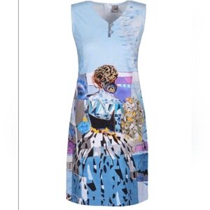 Elegant Blue Printed Mini Dress